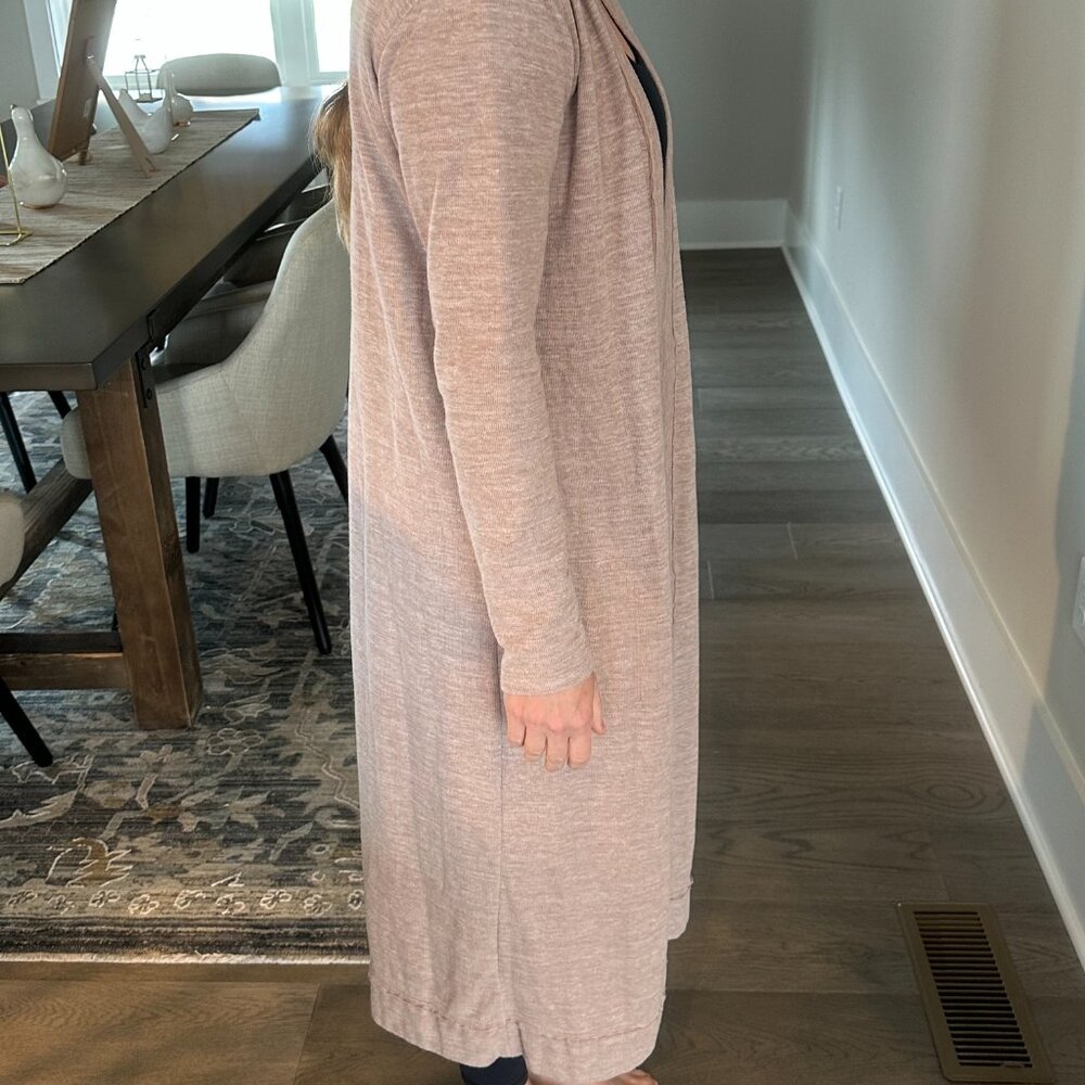Free People Beach Full Length Open Cardi - Heathered Rose - Small